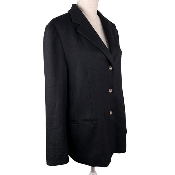 LL Bean Coat Blazer Wool Cashmere Blend 18W Black Pockets - Picture 16 of 16